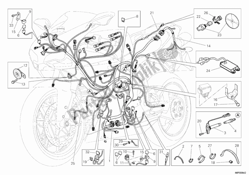 Todas as partes de Chicote De Fiação do Ducati Superbike 1198 R USA 2010